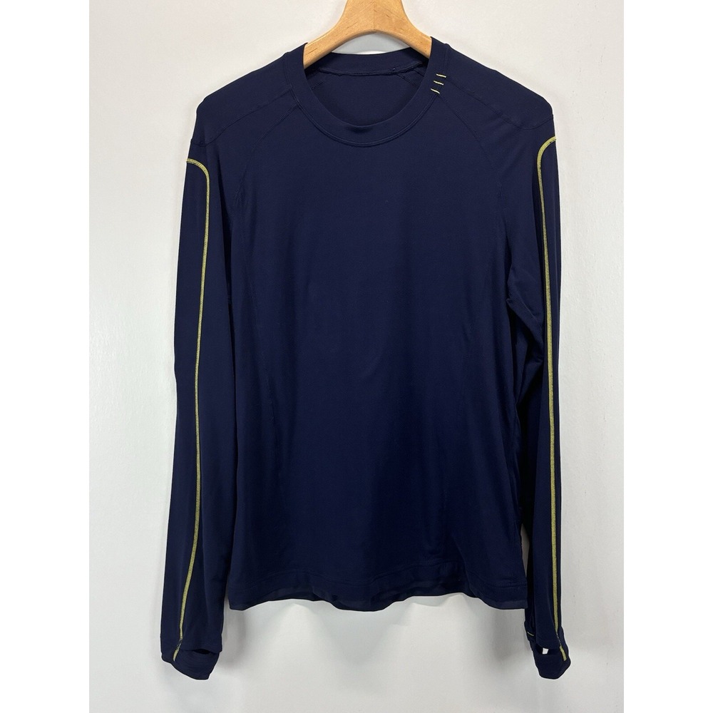 Lululemon Long Sleeve Athletic Shirt Sz Large Men's Navy Thumb Holes